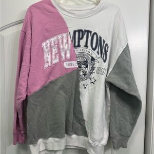 Hollister Pink and White Colorblock Sweatshirt